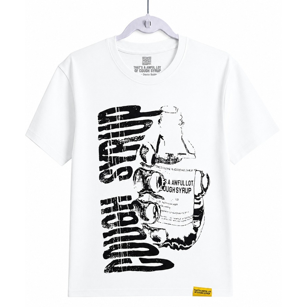 That's A Awful Lot Of Cough Syrup Shirt Mens S White Graphic Streetwear Goth Y2K